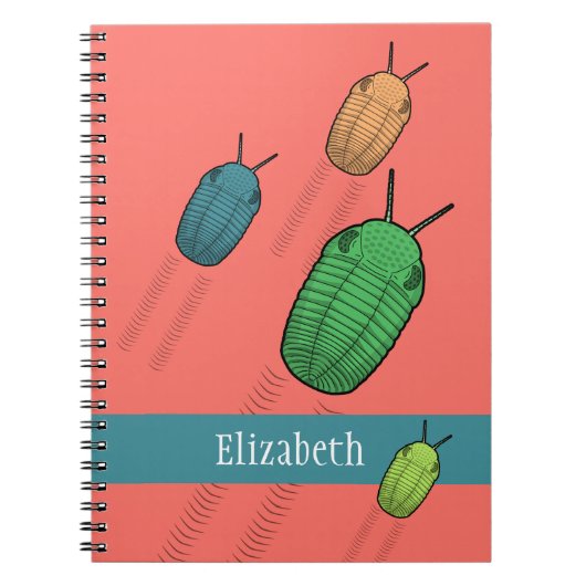 トリロバイト移動 – 先史時代の動物 ノートブック (正面)