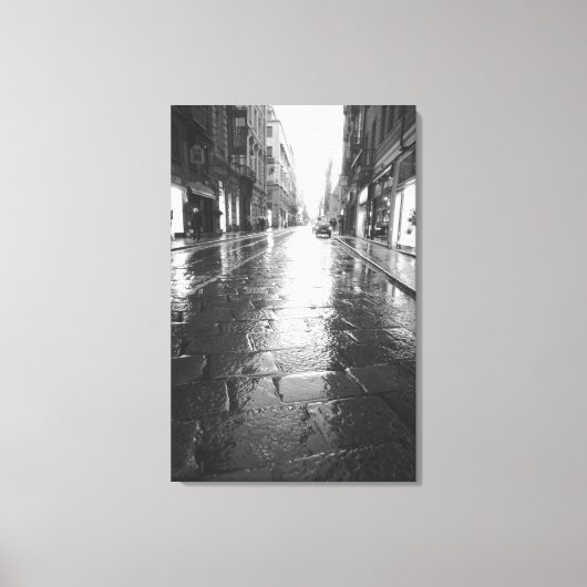 トリンイタリアウェット通り夕べ キャンバスプリント (正面)