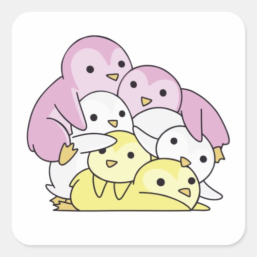 トリンク国旗のプライドLgbtqかわいいペンギン スクエアシール (正面)