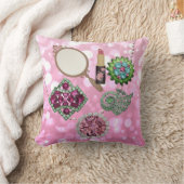 トリンケカラフルットジュエリー&ボーブルズピンク クッション (ブランケット)