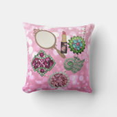 トリンケカラフルットジュエリー&ボーブルズピンク クッション (正面)