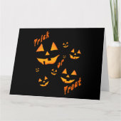 トリートまたはトリックとジャック – O – ランタンの目と笑顔 サンキューカード (正面)
