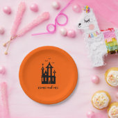 トリートアンドハ食べロウィーンハ幽霊のよく出るウスオレンジ ペーパープレート (パーティー)