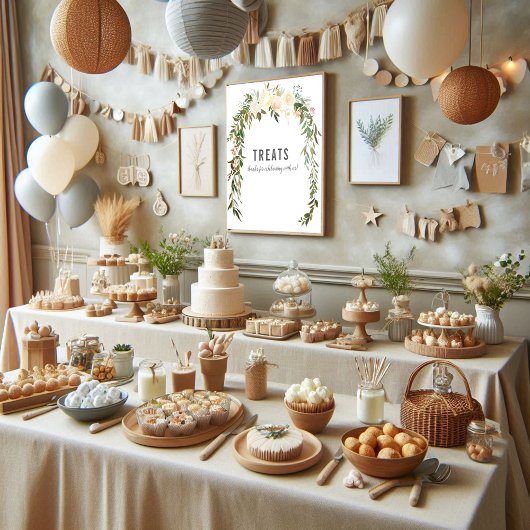 トリートエレガントテーブルバラベビー散水シャワー ポスター