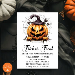 トリートカボンプキンカービングハローウィンパーティ 招待状