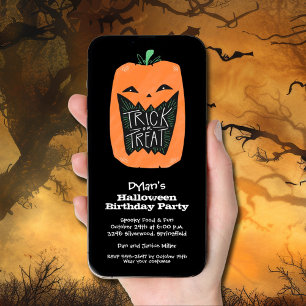 トリートカボンプキンハロウィーン誕生日 招待状