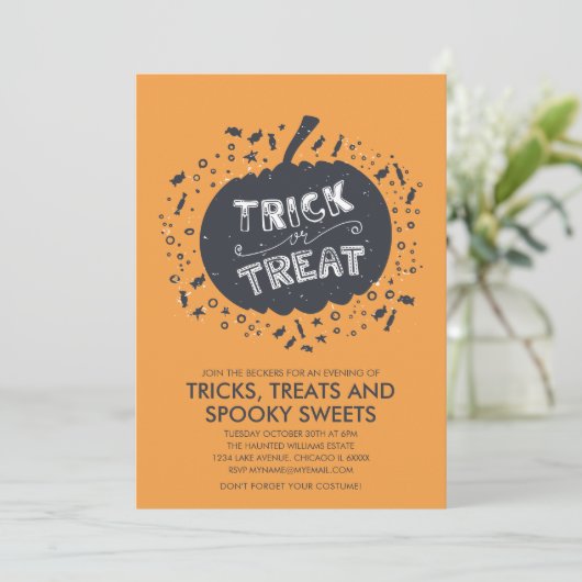 トリートカボンプキンハローウィンパーティ招待状 招待状 (スタンド正面)