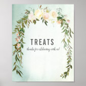 トリートテーブルグリーンホワイトローズベビー散水シャワー ポスター (正面)