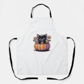 トリートバケットクラシックTシャツの黒い子猫 エプロン (正面)