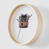 トリートバケットクラシックTシャツの黒い子猫 壁時計 (傾斜)