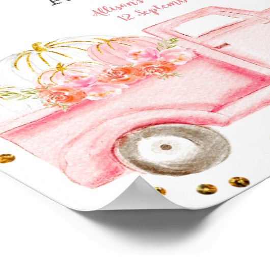 トリートピンクのトラックのカボチャのサインを取って下さい ポスター (角)