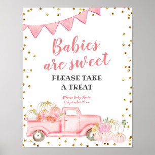 トリートピンクのトラックのカボチャのサインを取って下さい ポスター