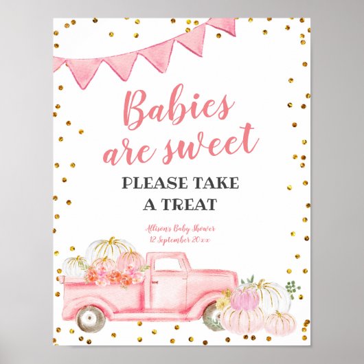 トリートピンクのトラックのカボチャのサインを取って下さい ポスター (正面)