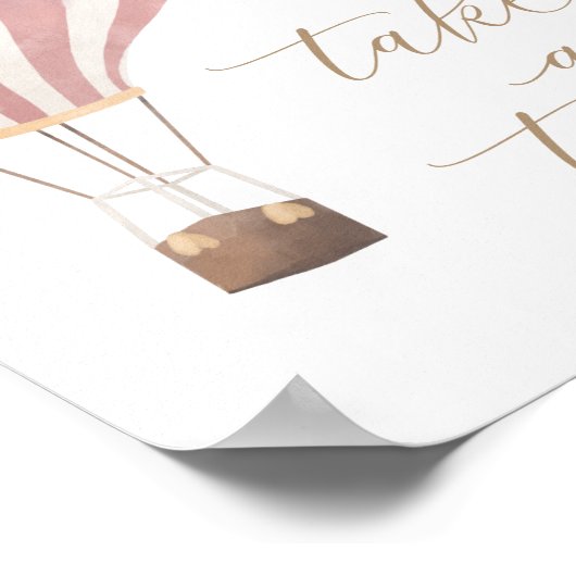 トリートピンクホットエアバルーン赤ちゃんシャワーのサインを取る ポスター (角)