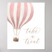 トリートピンクホットエアバルーン赤ちゃんシャワーのサインを取る ポスター (正面)