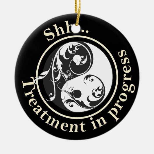 トリートメント進行中陰陽ドアハンガー セラミックオーナメント (正面)