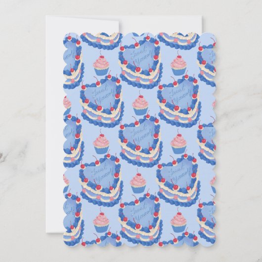 トリートユアミヴィンテージケーキ誕生日招待状 招待状 (裏面)