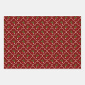 トリー伝統的ホタテとホリークリスマス ラッピングペーパーシート (正面)