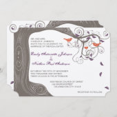 トリー素朴コーラルと紫の結婚式招待状 招待状 (正面/裏面)