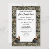 トルおもしろいコ狩りメンズ迷彩柄誕生日招待状 招待状 (裏面)