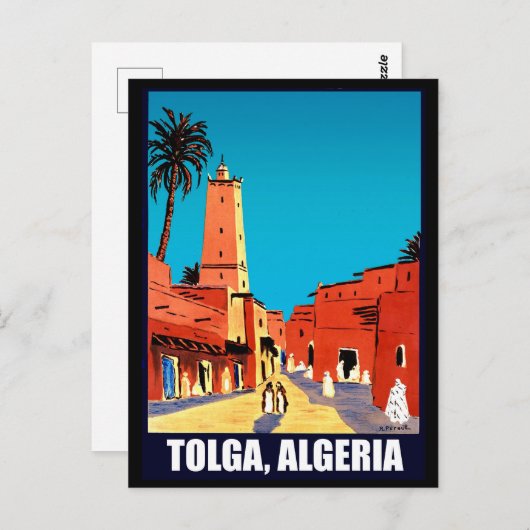 トルガ，アルジェリア，街のダウンタウン，ヴィンテージ旅行 ポストカード (正面/裏面)