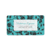 トルキオースアクアブラックバラ差出人住所ラベル ラベル (正面)