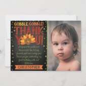 トルキーの小さい秋の感謝祭1歳の誕生日写真 サンキューカード (正面)