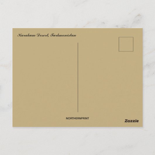 トルクメニスタンのカラカム砂漠 ポストカード (裏面)
