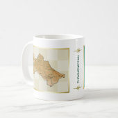 トルクメニスタンの旗と地図のマグ コーヒーマグカップ (正面左)