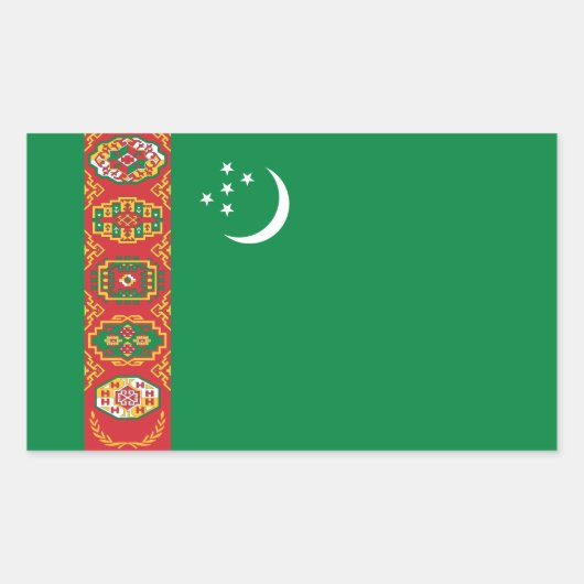トルクメニスタンの旗 長方形シール (正面)