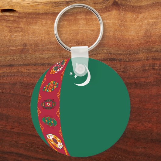 トルクメニスタンフィシェイ国旗のキーチェーン キーホルダー (正面)