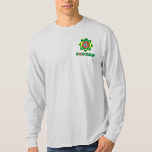 トルクメニスタン国旗と紋章愛国的なコート Tシャツ