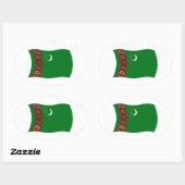 トルクメニスタン国旗のシール 楕円形シール (シート)