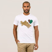 トルクメニスタン国旗のハートと地図Tシャツ Tシャツ (正面フル)