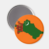 トルクメニスタン国旗の地図 マグネット (正面/裏面)
