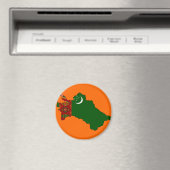 トルクメニスタン国旗の地図 マグネット (インサイチュ (食洗機))