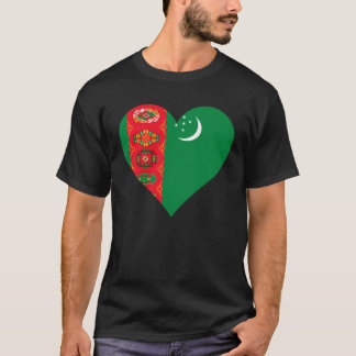 トルクメニスタン国旗ハートトルクメニスタン愛トルクメン Tシャツ
