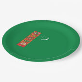 トルクメニスタン国旗（トルクメニア） ペーパープレート (アングル)