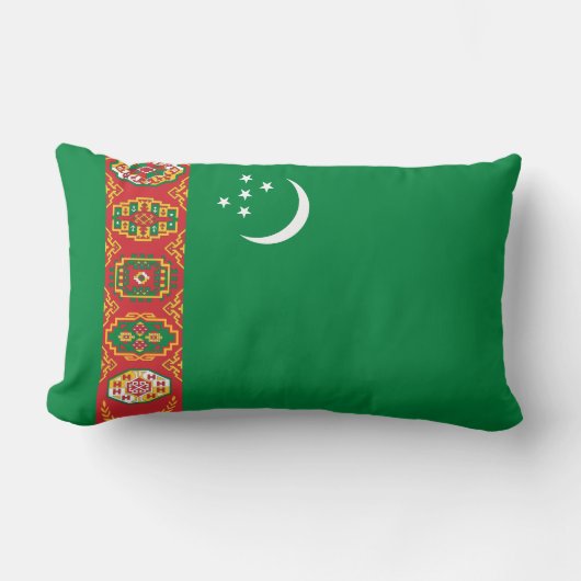 トルクメニスタン国旗（トルクメニア） ランバークッション (正面)