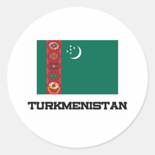 トルクメニスタン国旗 ラウンドシール (正面)