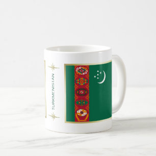 トルクメニスタン国旗+地図マグカップ コーヒーマグカップ