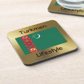 トルクメニスタン国旗+文字コースター コースター (左側)