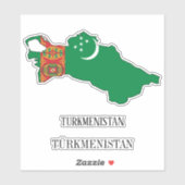 トルクメニスタン国魅力的国旗の地図 シール (シート)