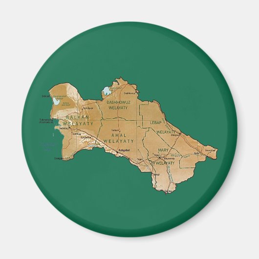 トルクメニスタン地図マグネット マグネット (正面)