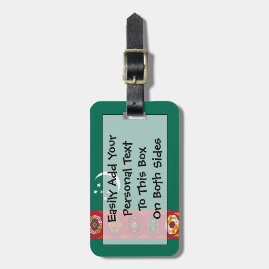 トルクメニスタン簡単ID個人用国旗 ラゲッジタグ (正面縦)