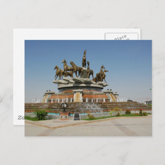 トルクメニスタン - アシガバート - 馬の噴水 ポストカード (正面/裏面)