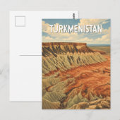 トルクメニスタン イラスト 旅行 アート ヴィンテージ ポストカード (正面/裏面)