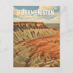トルクメニスタン イラスト 旅行 アート ヴィンテージ ポストカード
