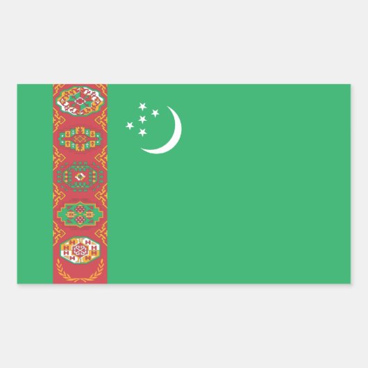 トルクメニスタン/トルクメン国旗 長方形シール (正面)