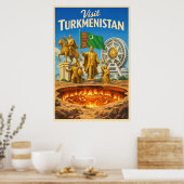 トルクメニスタン - ビンテージ旅行ポスター ポスター (キッチン)